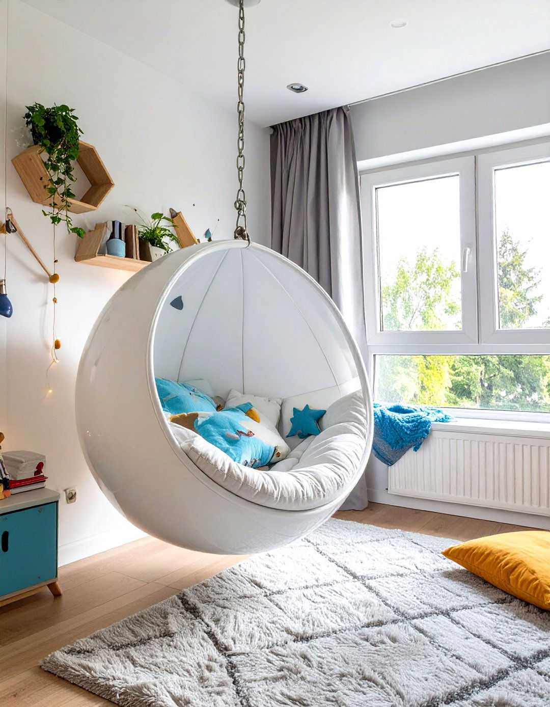 Ceiling Hung Chair for a Teen Boys Bedroom - 30 teen boys bedroom ideas