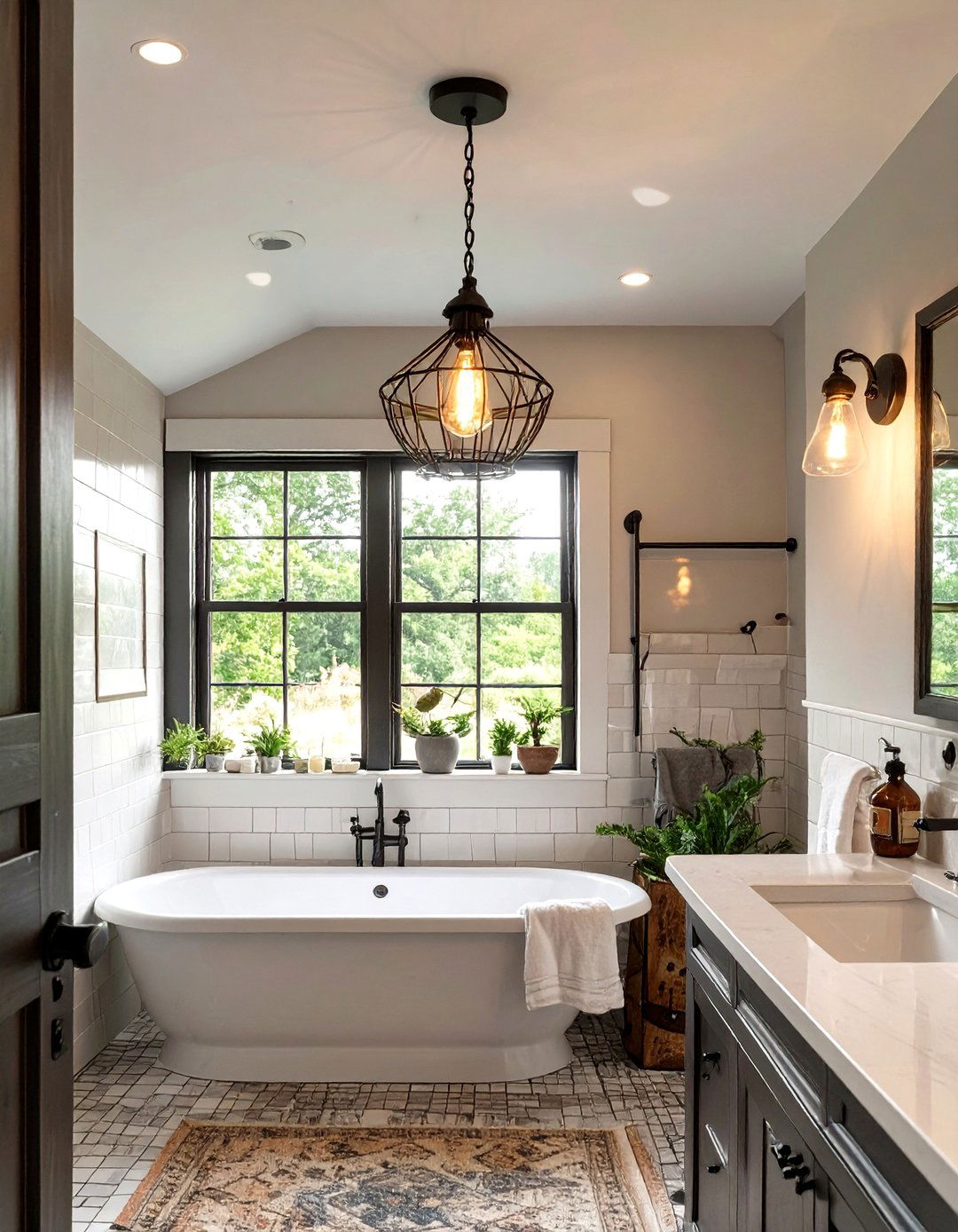 Ceiling Light Fixture for a Small Farmhouse Bathroom - 30 small farmhouse bathroom ideas