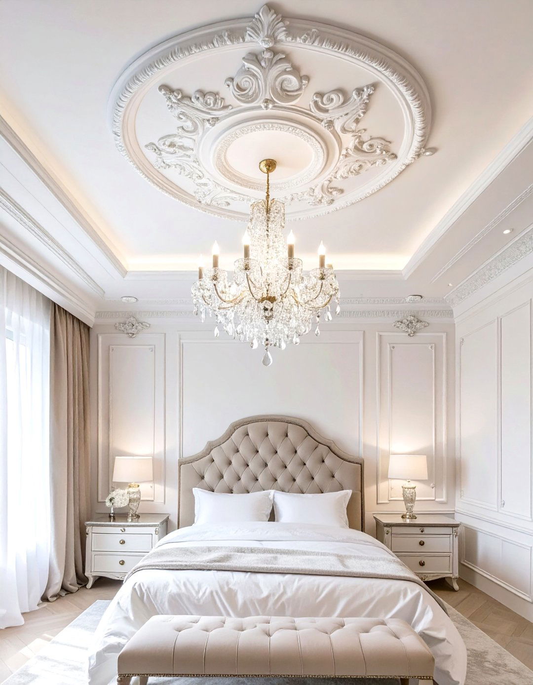 Ceiling Medallion Glamour - 30 glam bedroom ideas