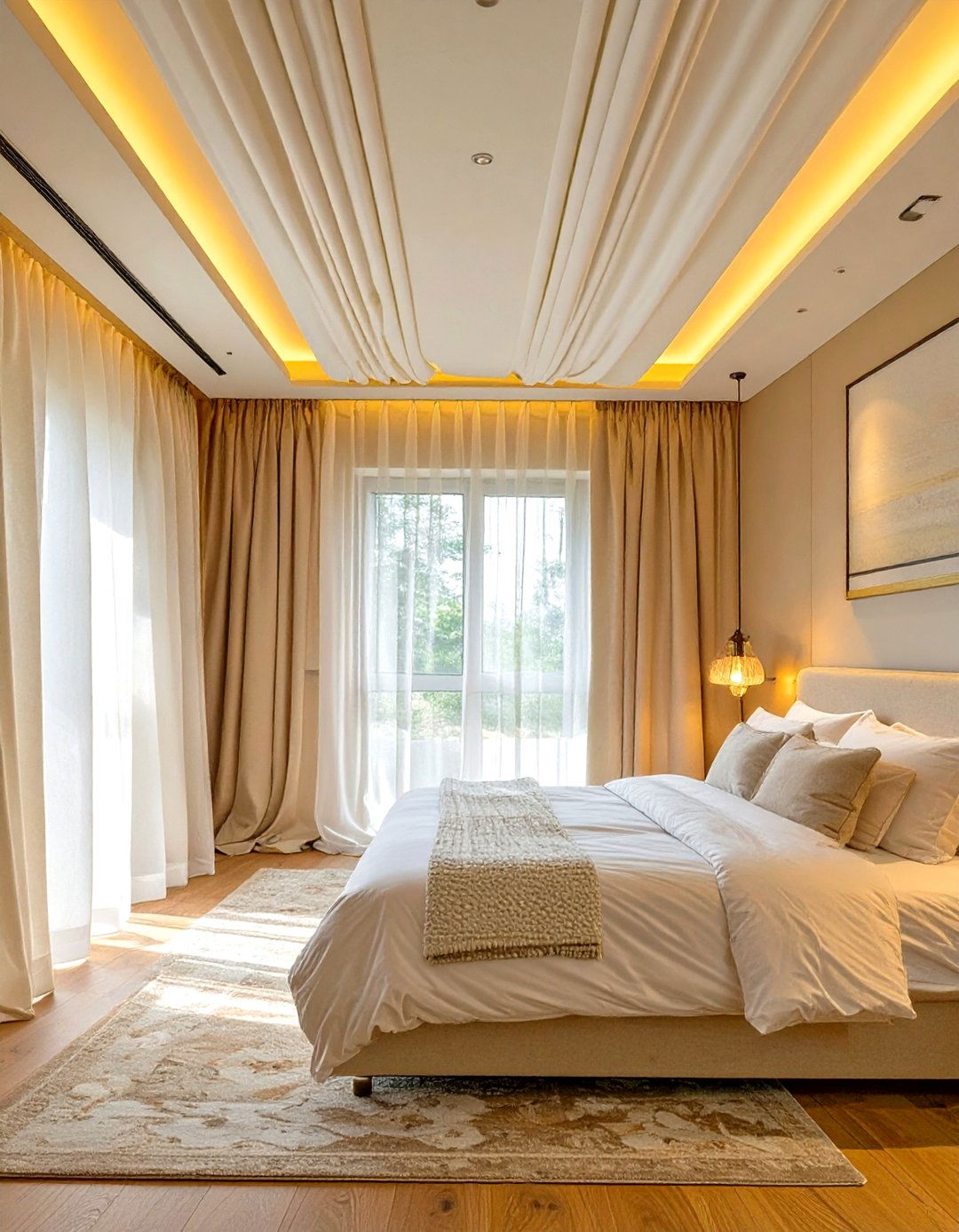 Ceiling Mounted Curtain Tracks - 30 small master bedroom ideas