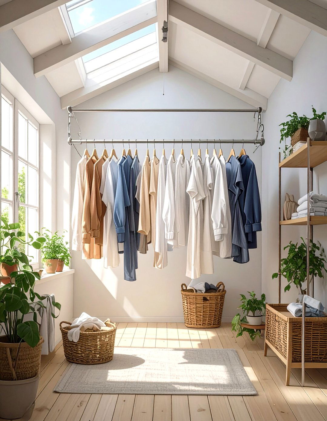 Ceiling Mounted Drying Rack - 30 narrow laundry room ideas