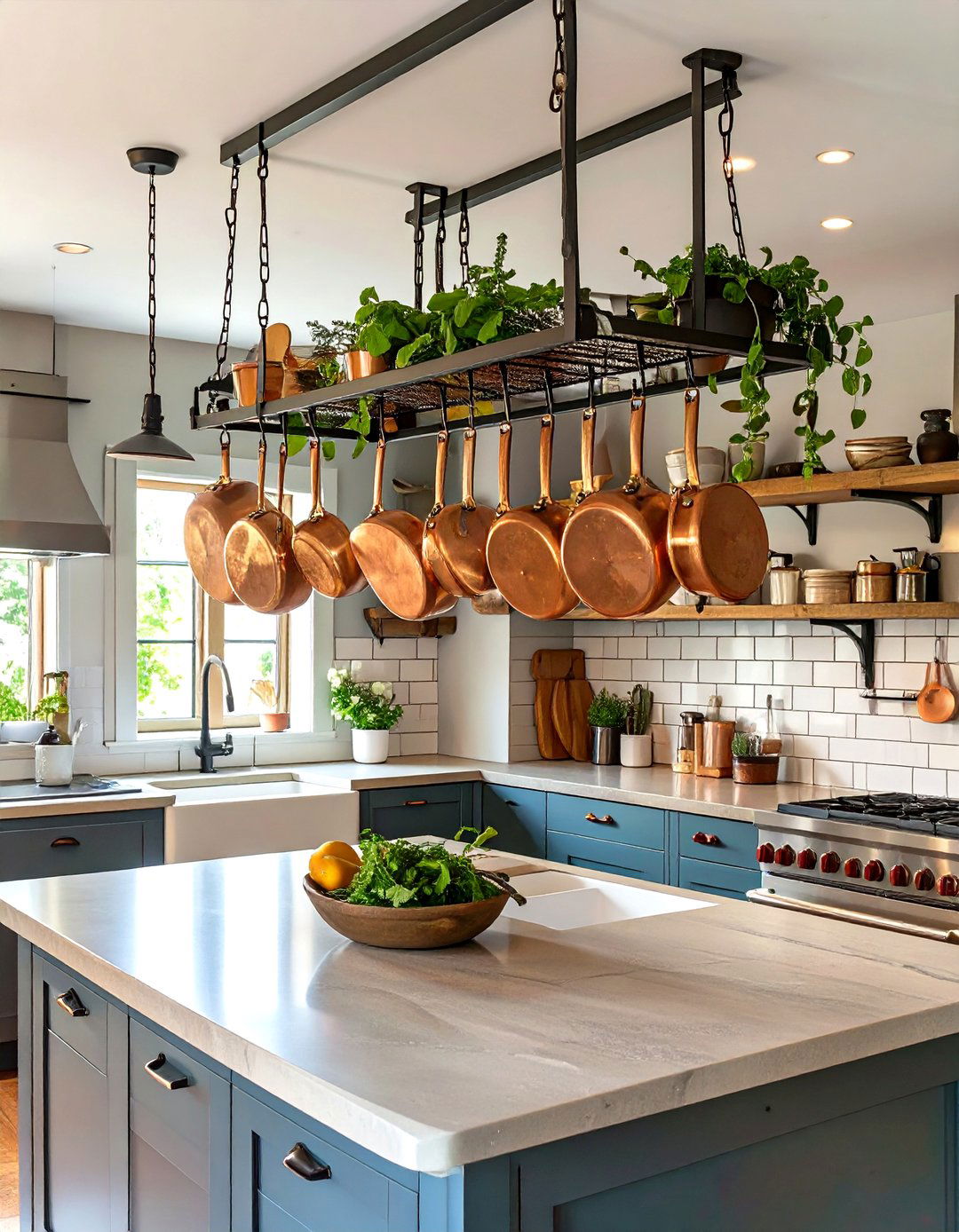Small Ceiling Pot Rack 30 Very Small Kitchen Ideas for Tiny Home Living - We Love Home Blog