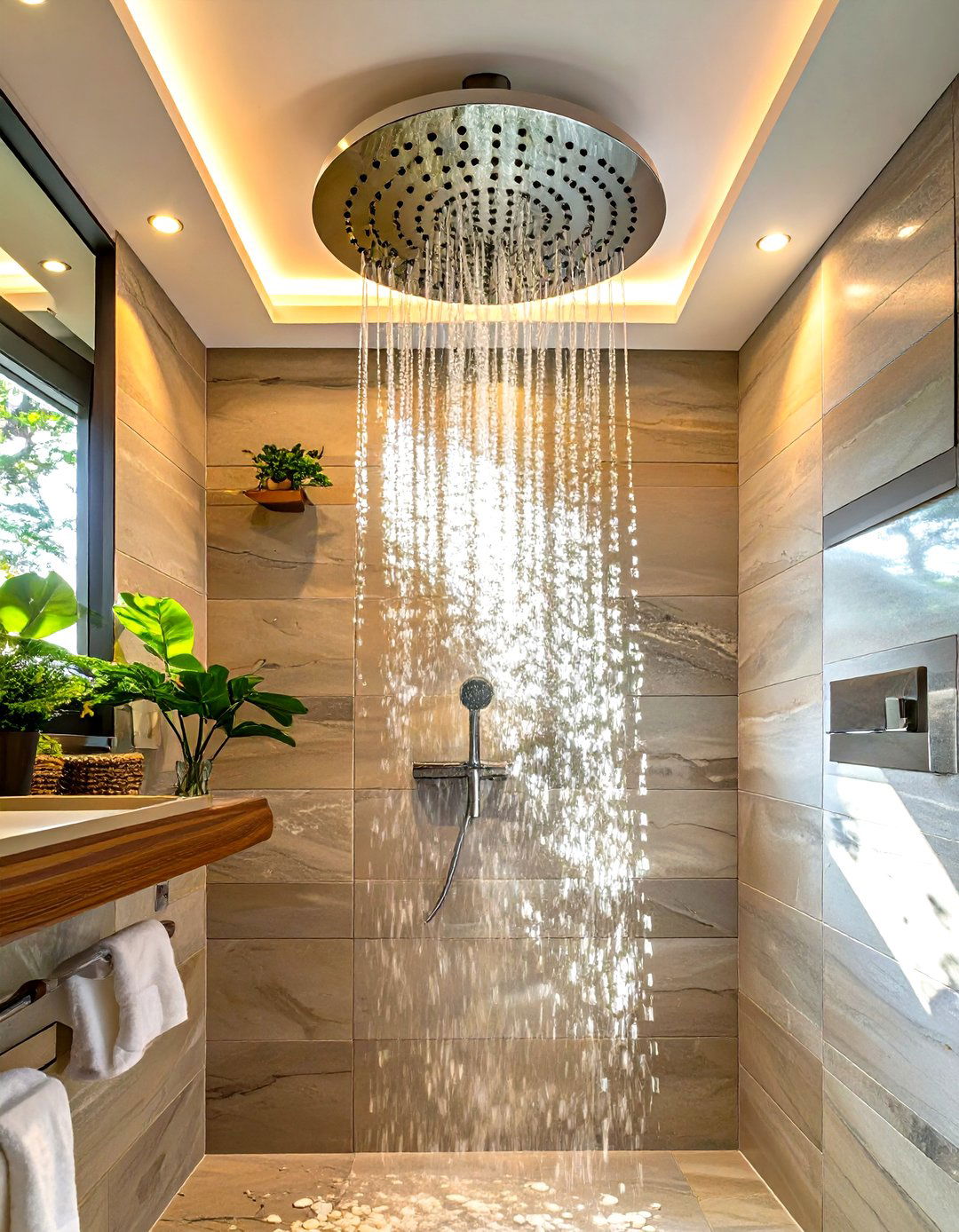 Ceiling Mounted Rain Shower Head - 30 shower small bathroom ideas