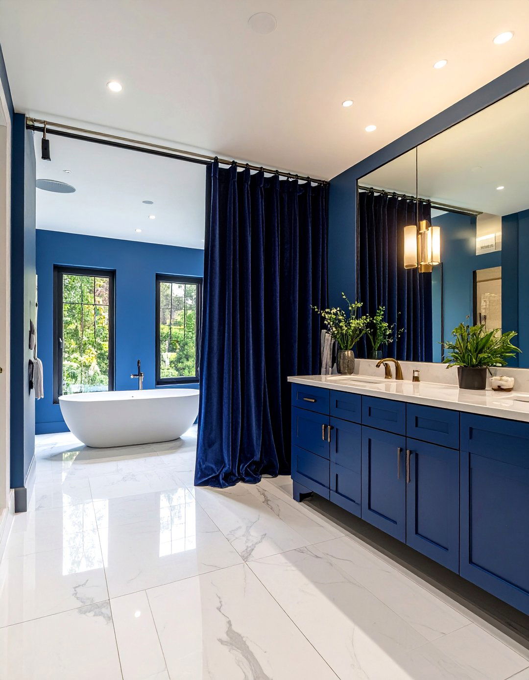 Ceiling Mounted Shower Curtain as a Divider - 30 12 bathroom ideas
