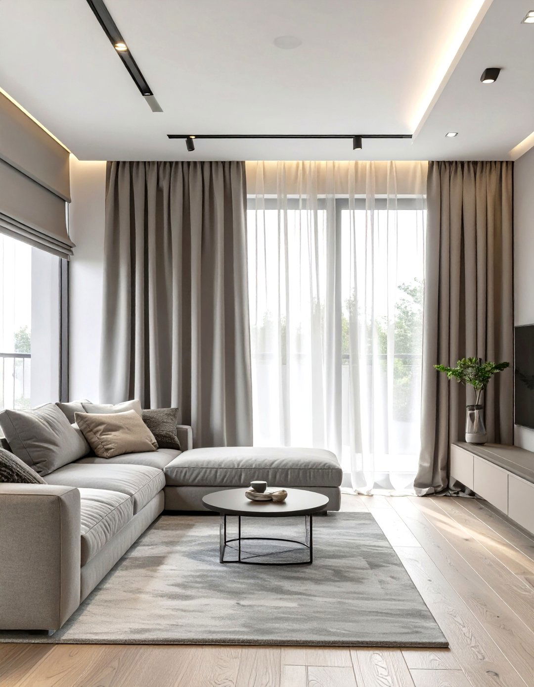 Ceiling Mounted Track Curtains - 30 curtain ideas for living room
