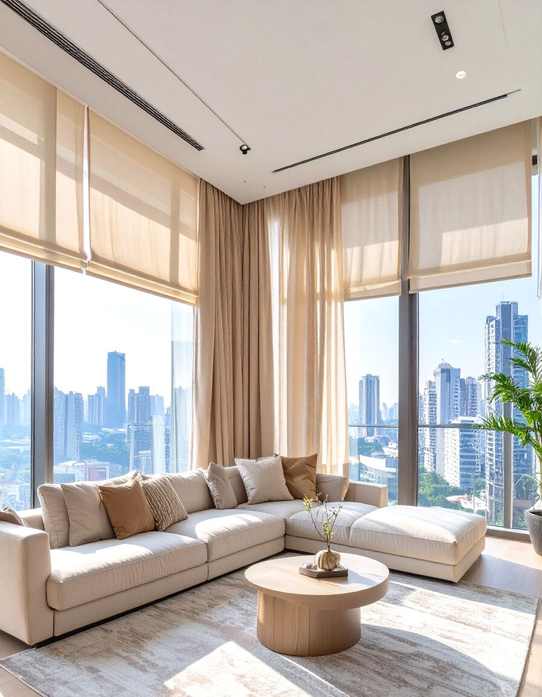 Ceiling Track Curtain System - 30 modern curtain designs for living room