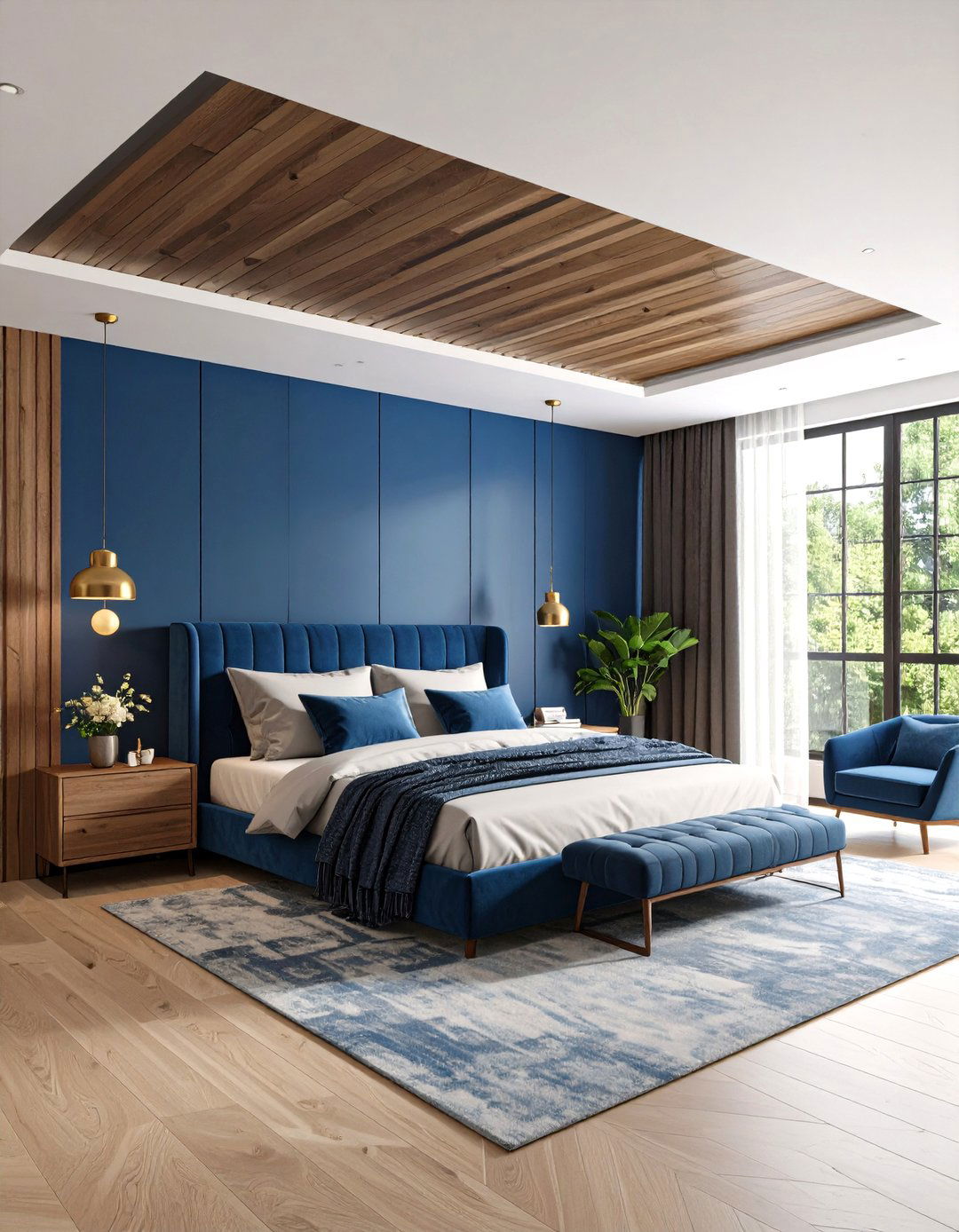 Ceiling to Wall Color Block Bedroom - 30 accent wall bedroom ideas
