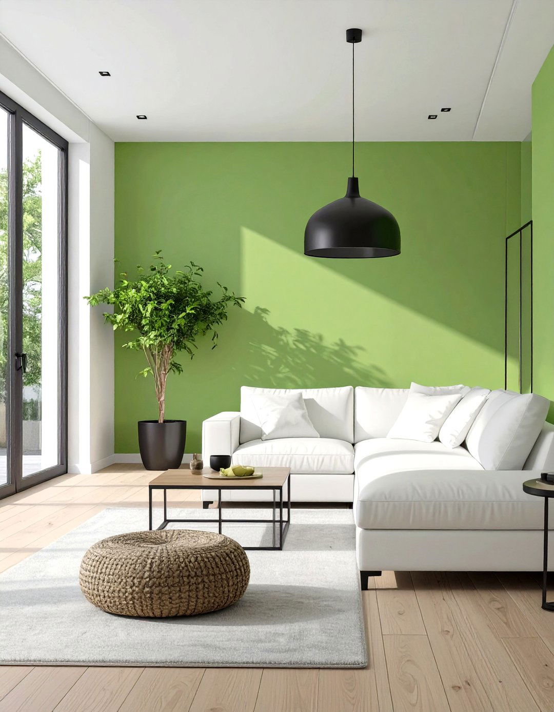 Celery Green and White Living Room - 30 green living room ideas