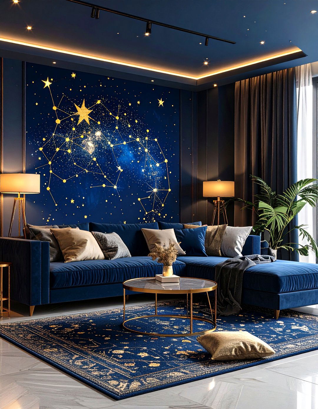 Celestial Constellation Living Room - 30 living room wallpaper ideas