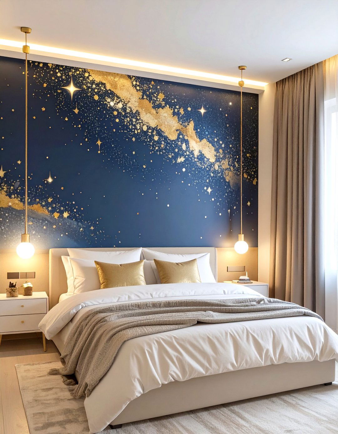 Celestial Starry Night Bedroom - 30 classy bedroom wallpaper designs