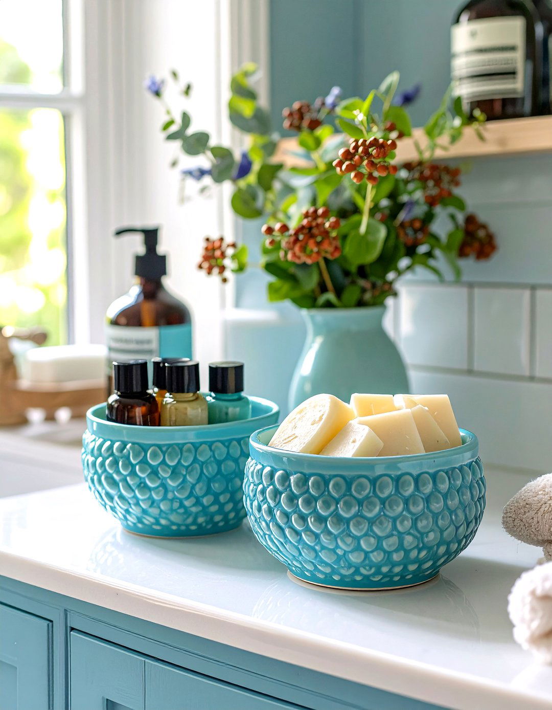 Ceramic Berry Baskets - 30 bathroom counter organization ideas