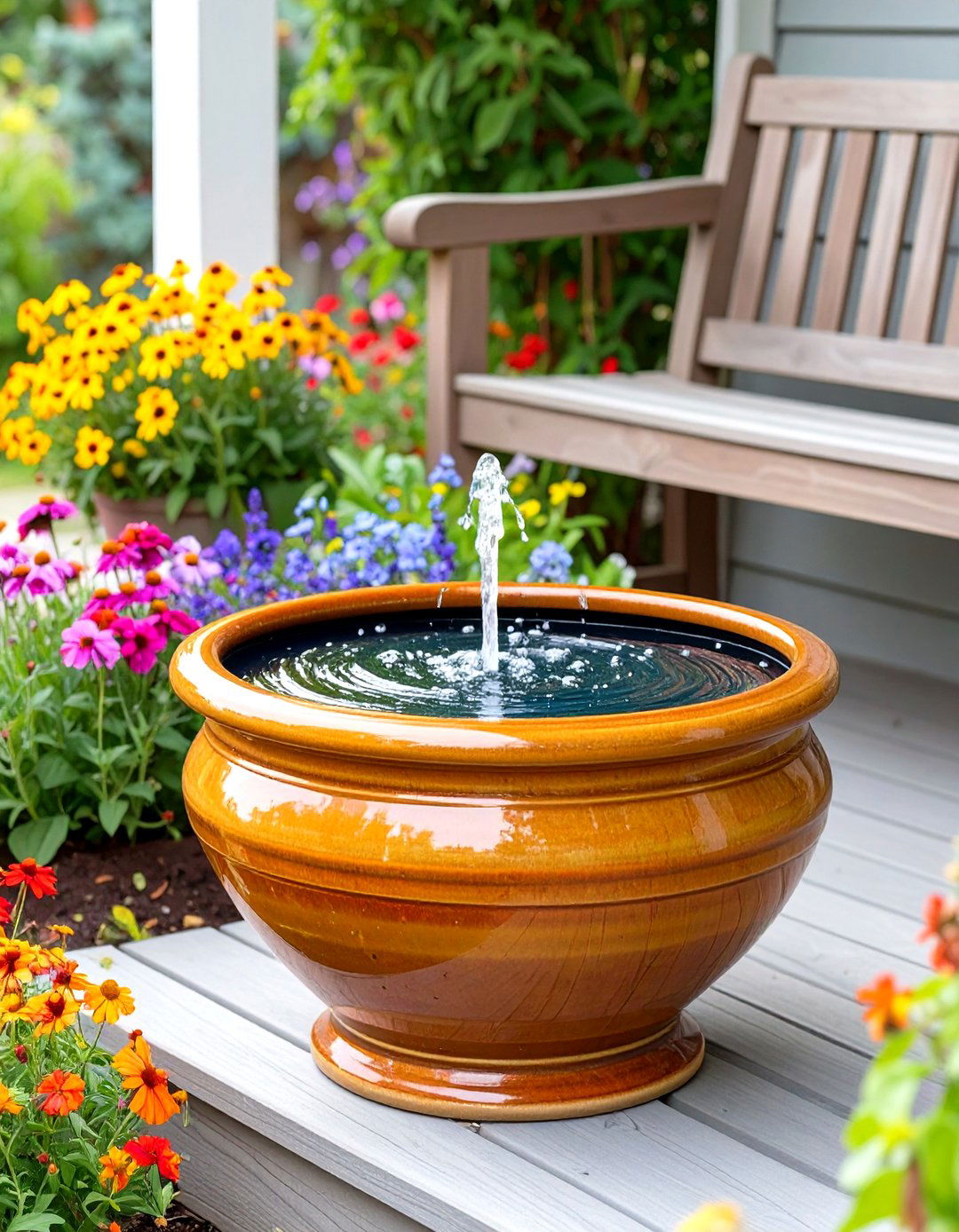 Ceramic Pot Front Yard Fountain - 30 small front yard fountain ideas