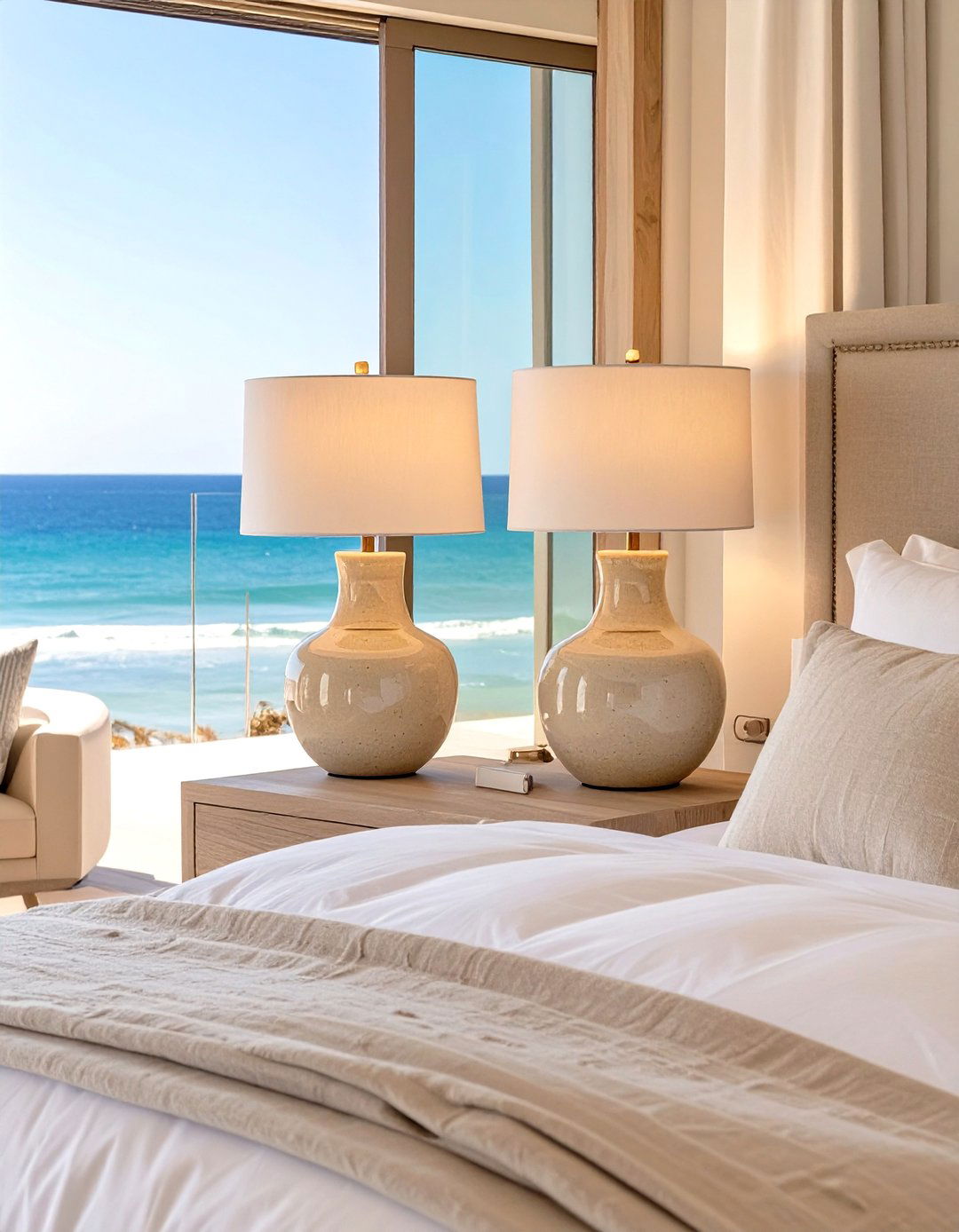 Ceramic Table Lamps - 30 seaside modern coastal bedroom ideas