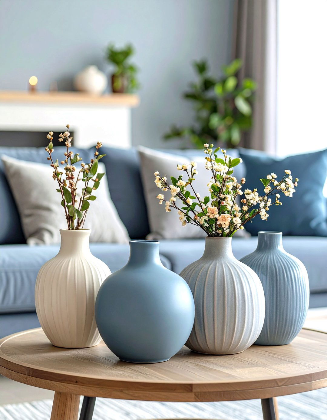 Ceramic Vases in Muted Tones - 30 pottery barn living room ideas