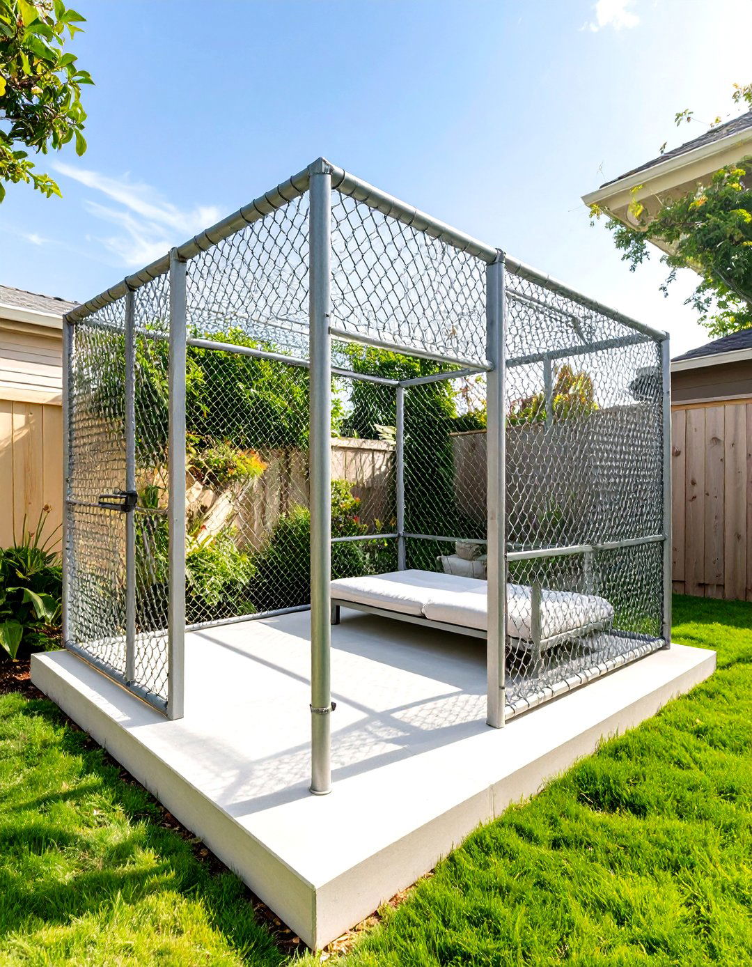 Chain Link Outdoor Dog Kennel with a Concrete Pad - 30 outdoor dog kennel ideas