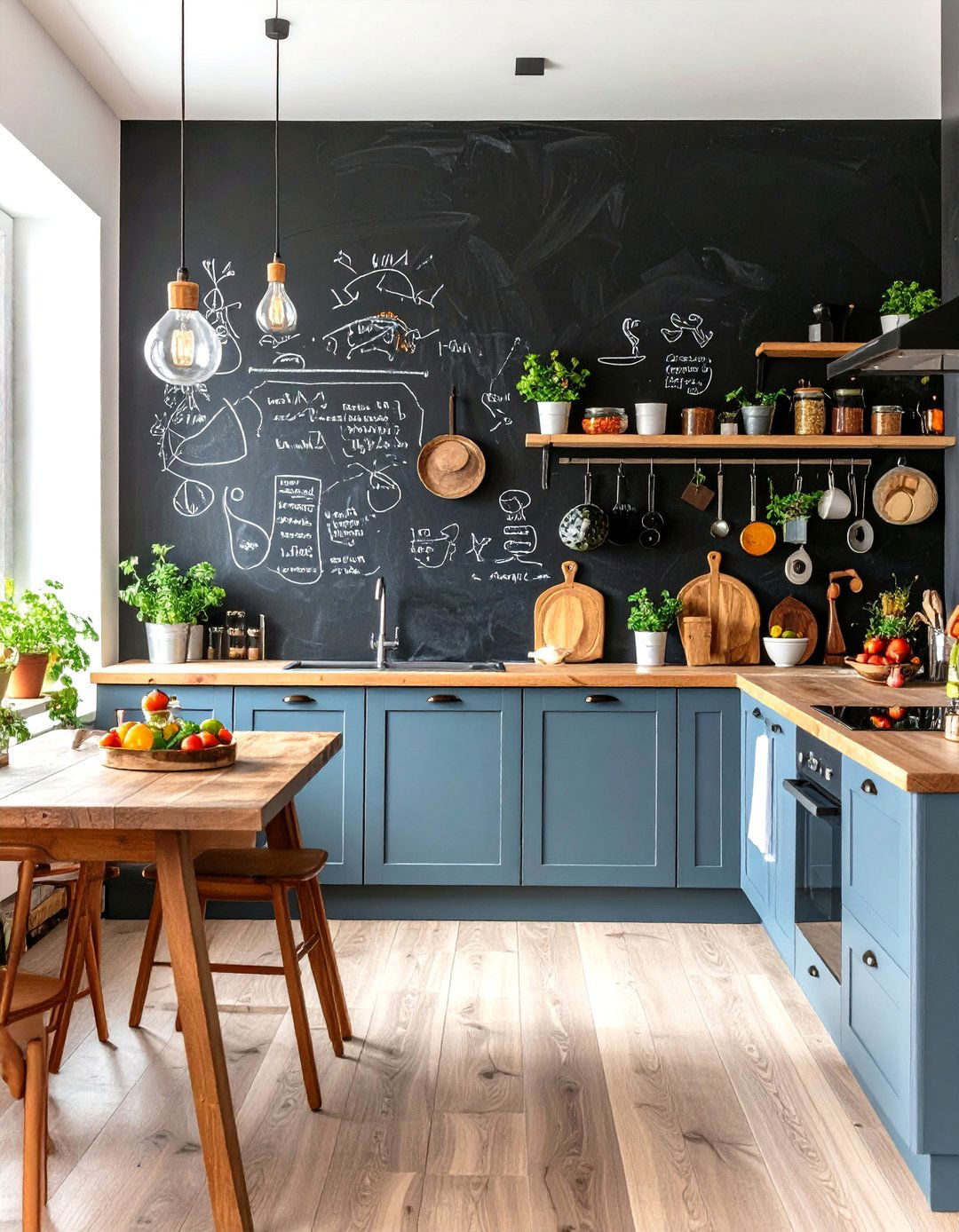 Chalkboard Paint Backsplash - 30 rustic backsplash ideas