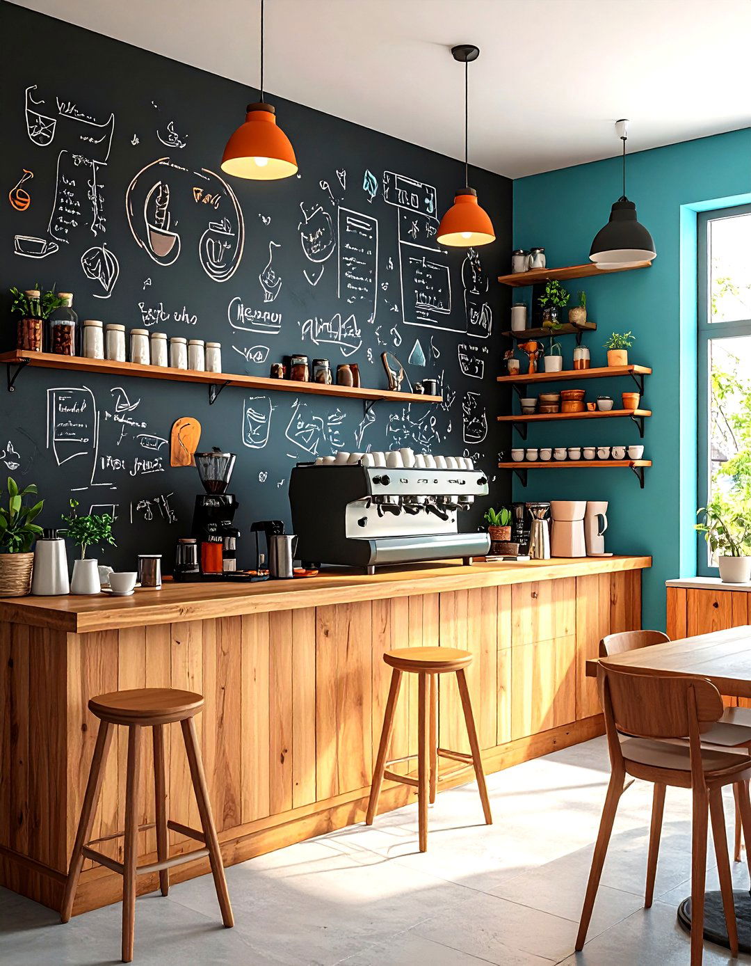 Chalkboard Wall Coffee Nook - 30 kitchen coffee bar ideas