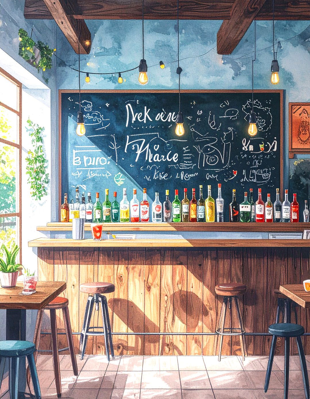 Chalkboard Wall Man Cave Bar - 30 small man cave bar ideas