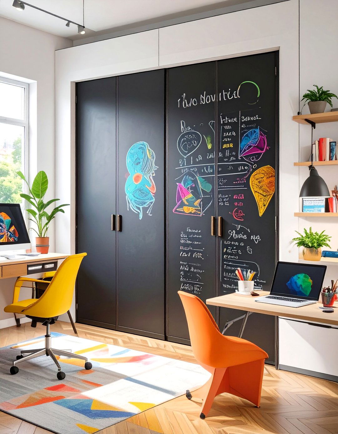 Chalkboard or Whiteboard Panels - 30 alternative to closet door ideas