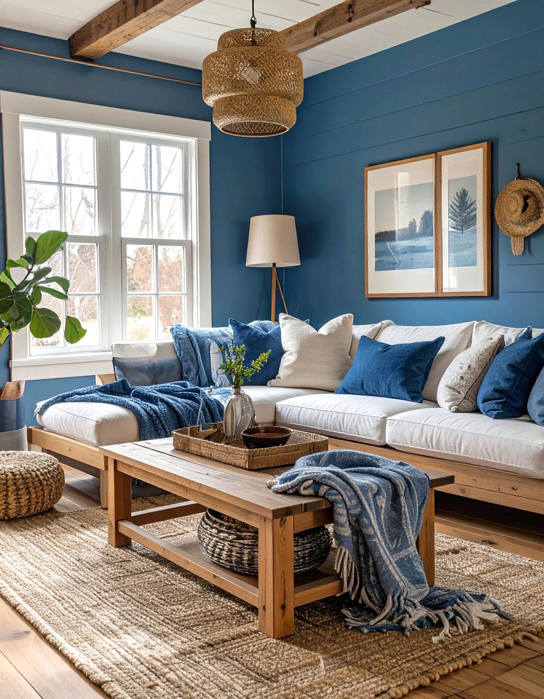 Chambray Blue Calm Living Room - 30 color trends 2025 living room interior design trends 2025