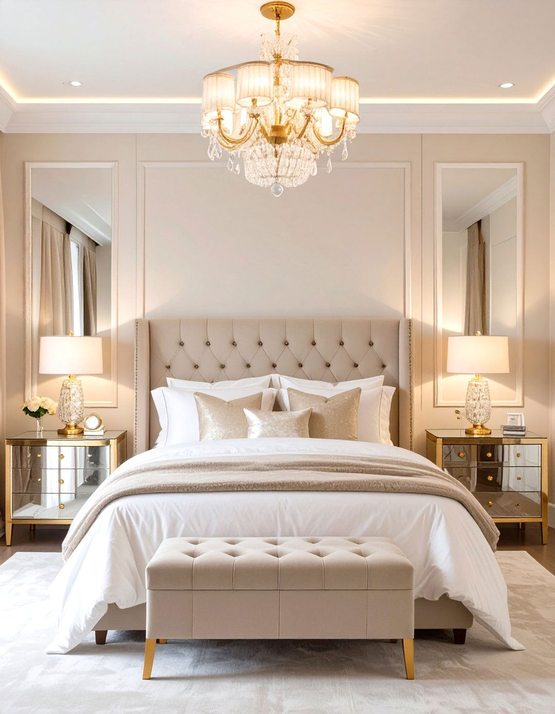 Champagne and Gold Bedroom - 30 glam bedroom ideas