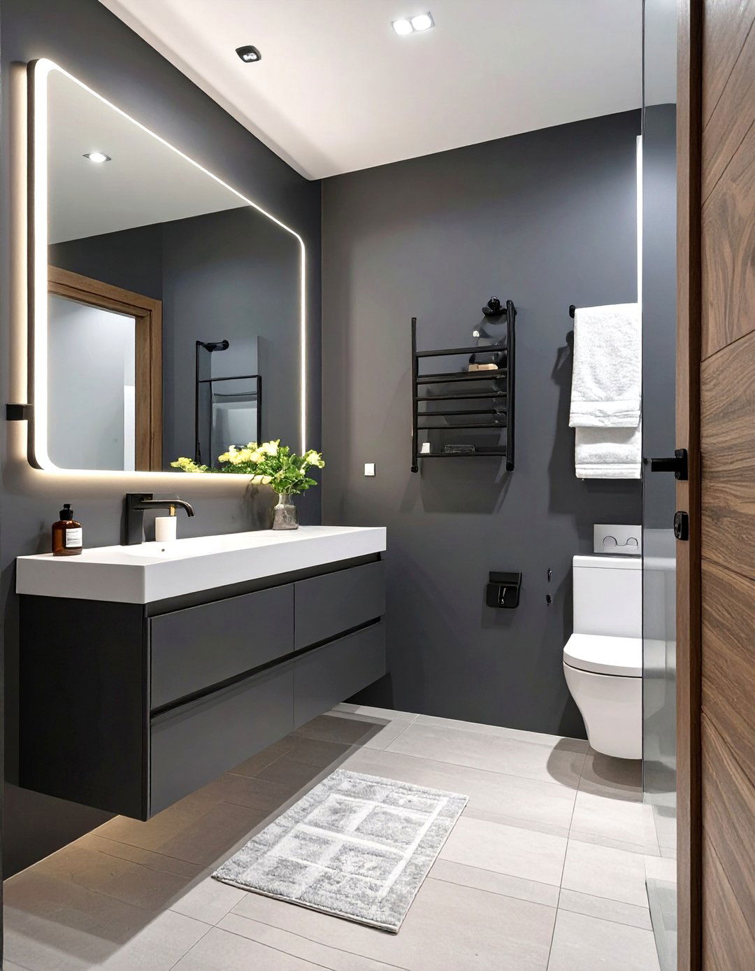 Charcoal Gray for a Moody Contemporary Edge - 30 small bathroom bathroom color ideas