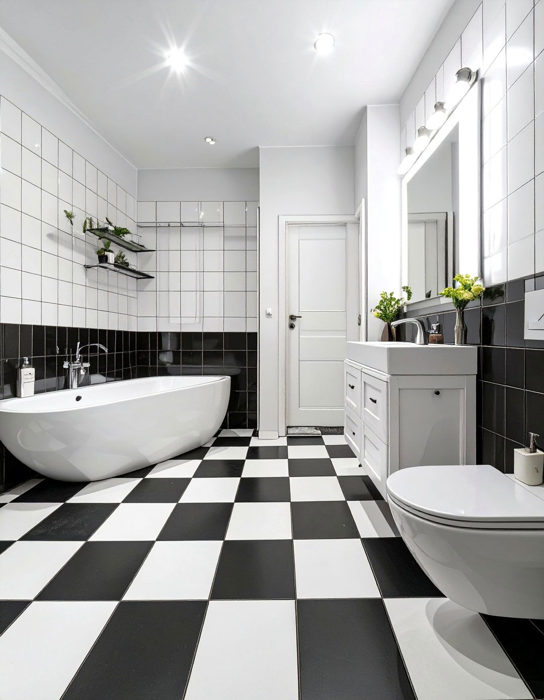 Checkerboard Floor Bathroom - 30 black and white small bathroom ideas