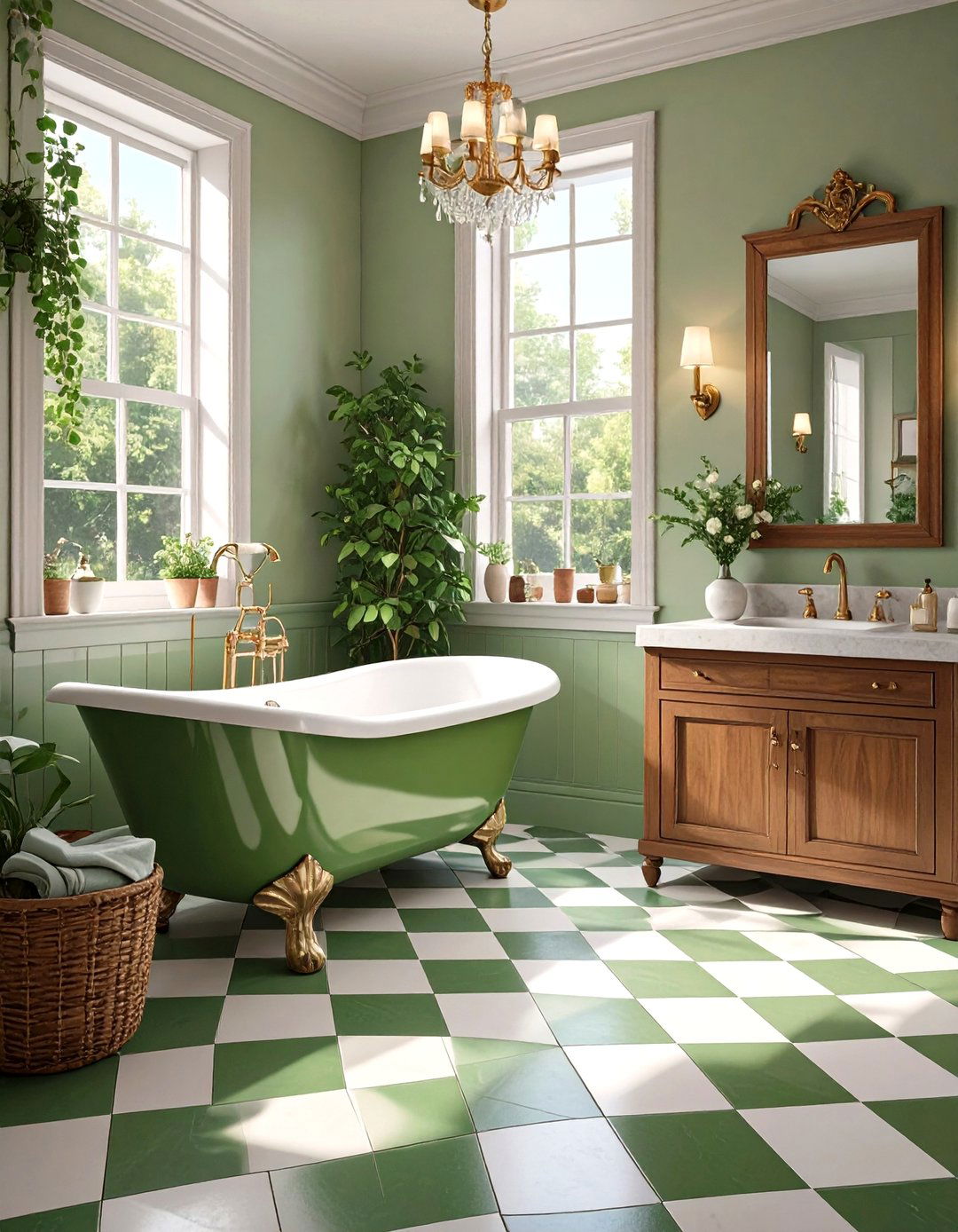 Checkerboard Green Bathroom Floor - 30 green tile bathroom ideas
