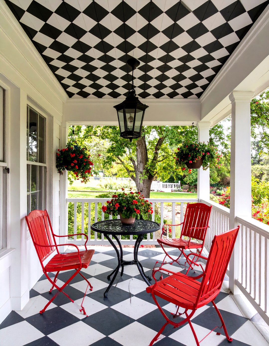 Checkerboard Painted Porch Ceiling - 30 inexpensive porch ceiling ideas