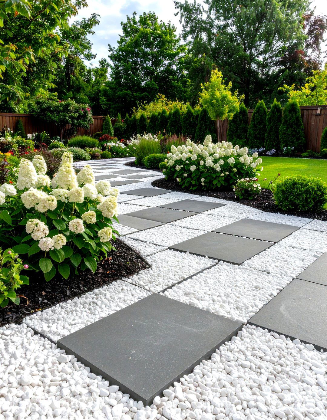 Checkerboard Patio Gravel Garden - 30 gravel garden ideas