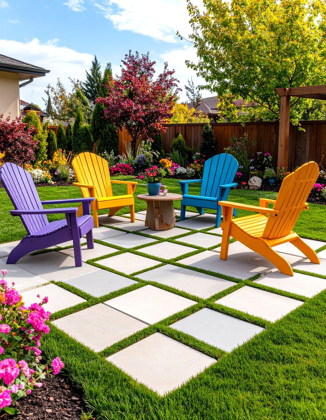 Checkerboard Patio Pavers with Grass - 30 patio pavers ideas