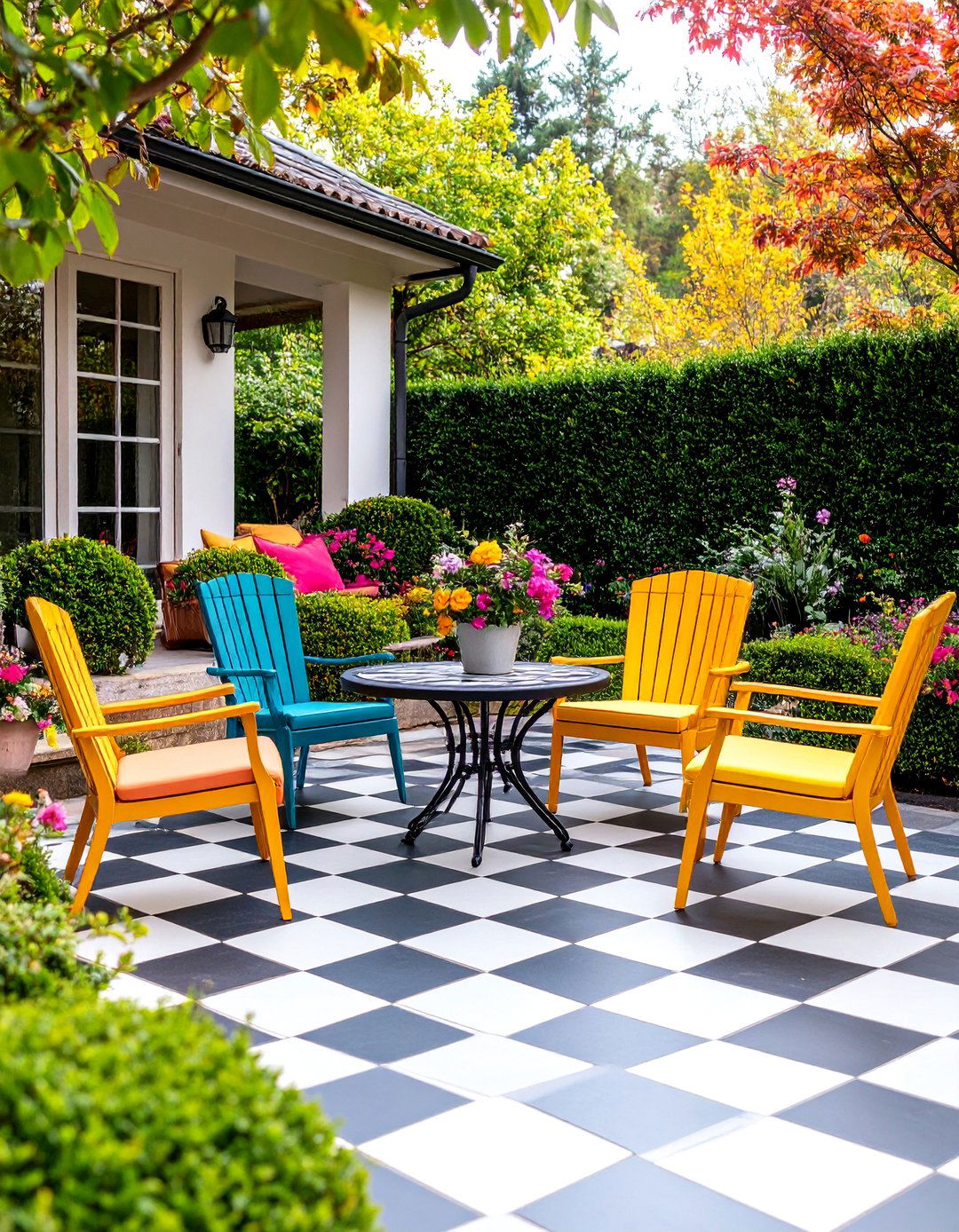Checkerboard Patio Tiles - 30 backyard floor ideas