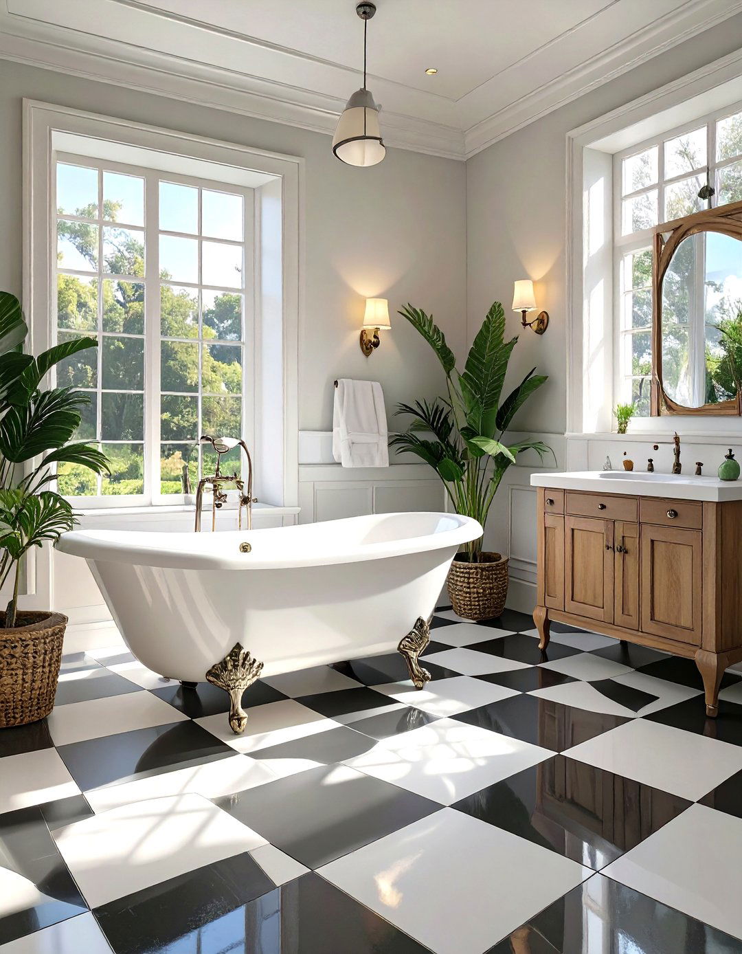 Checkerboard Pattern Floor Tiles - 30 tile ideas for bathroom