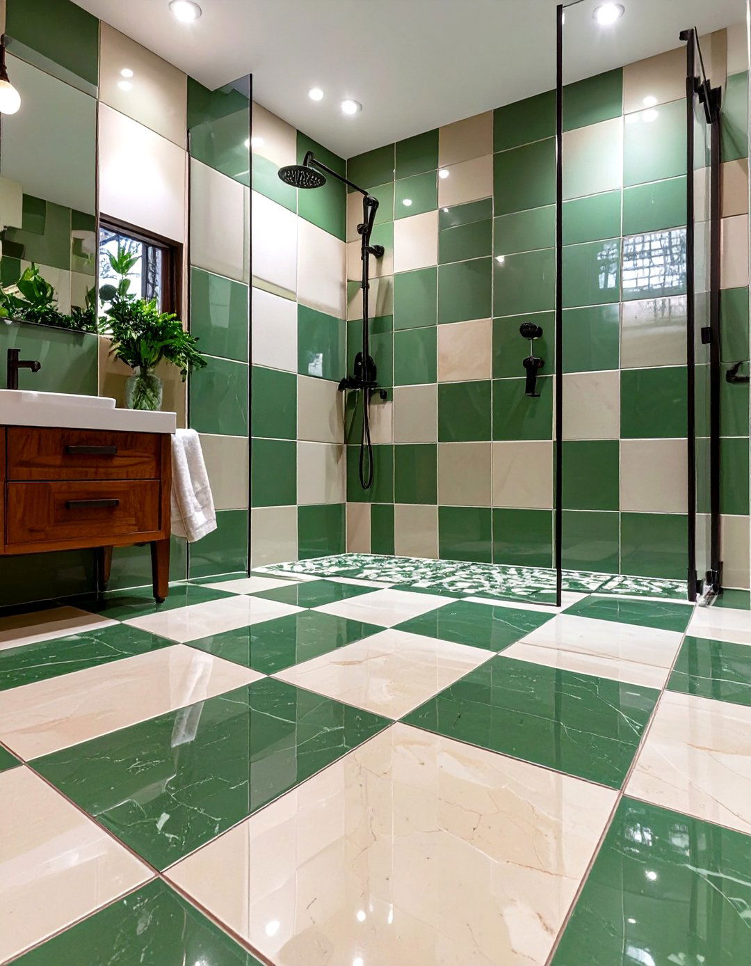 Checkerboard Pattern Shower Tiles - 30 shower tile ideas 2025