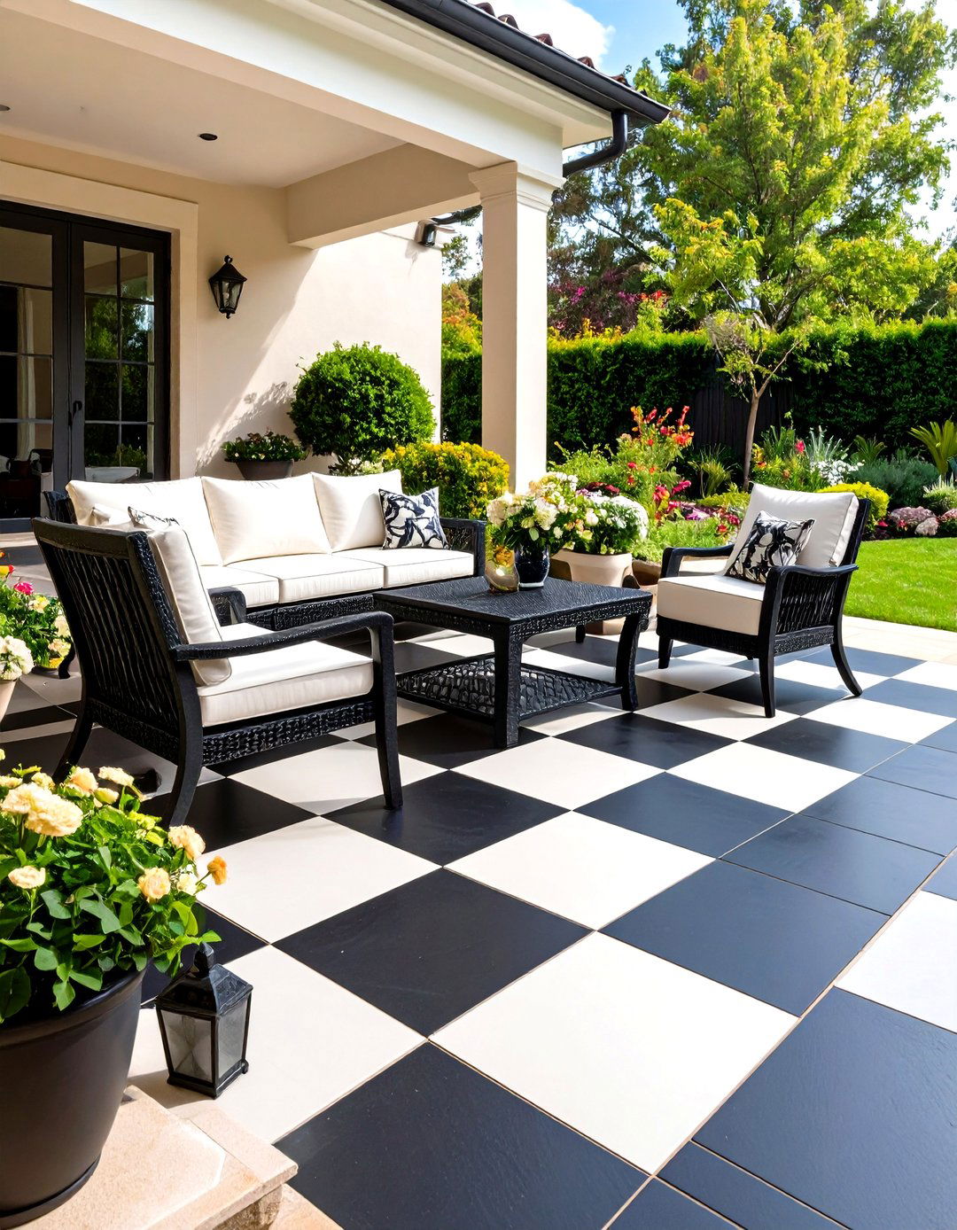 Checkerboard Rectangular Patio Floor - 30 patio layout ideas rectangle