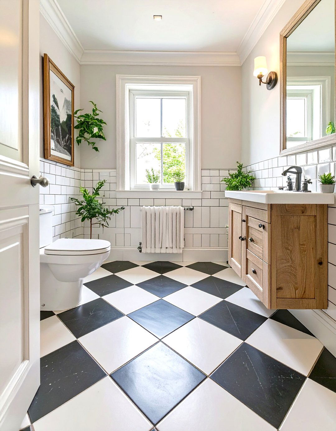 Checkerboard Small Bathroom Tiles
