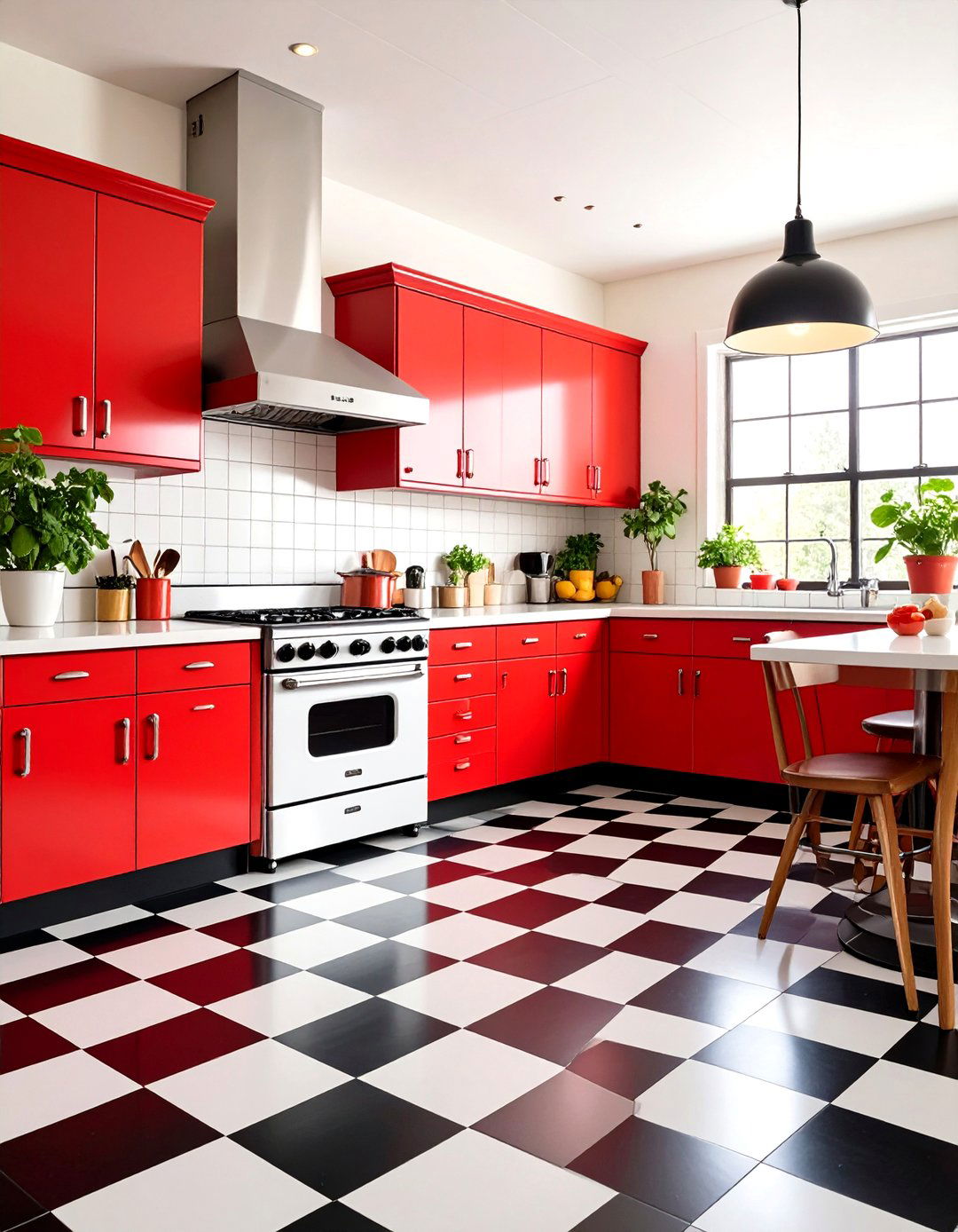Checkerboard Vinyl Flooring - 30 retro kitchen ideas