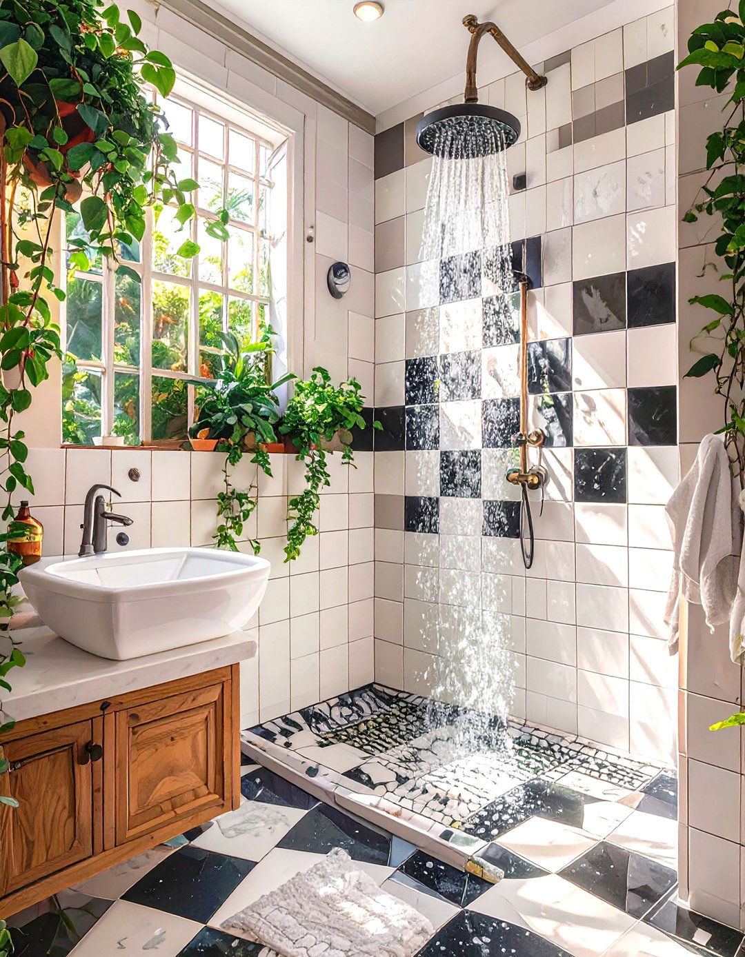 Checkered Pattern Shower Wall Tile - 30 shower wall tile ideas