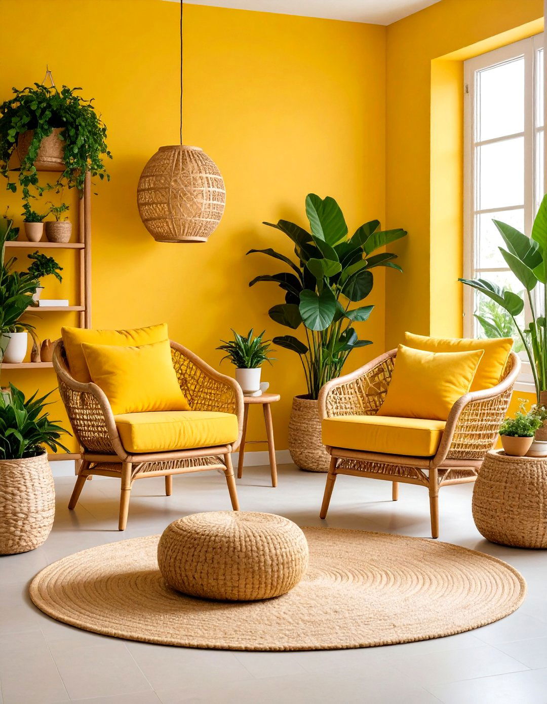 Cheerful Analogous Yellow Yellow Green and Green Sunroom - 30 interior design color wheel ideas