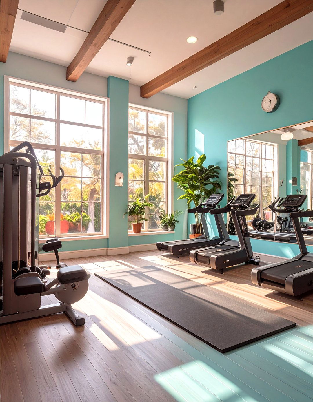 Cheerful Aqua Home Gym - 30 house paint color ideas