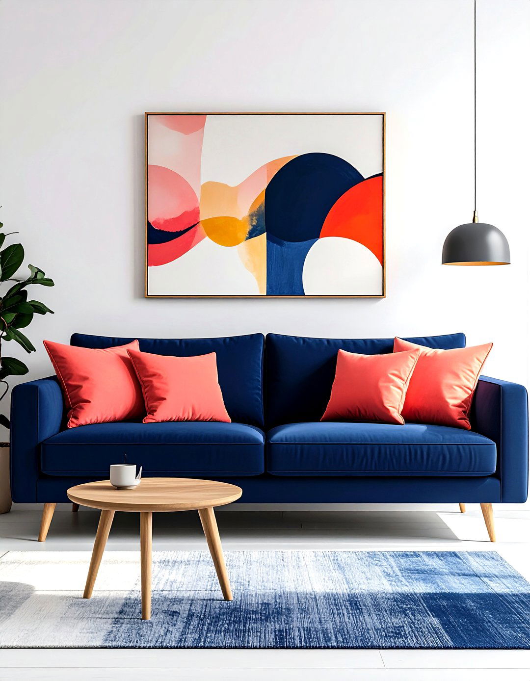 Cheerful Coral and Navy Blue - 30 interior design color palette ideas