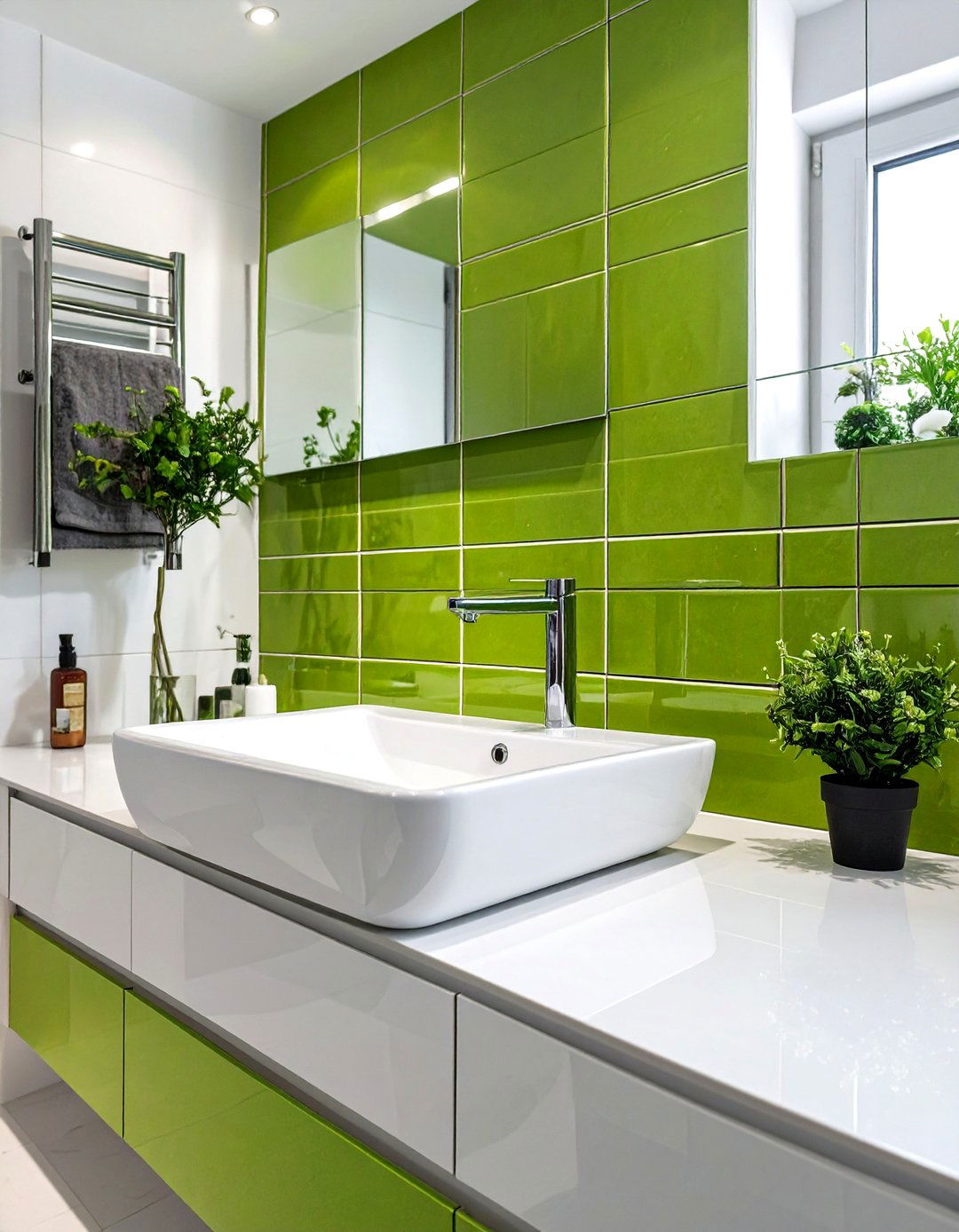 Cheerful Lime Green Bathroom Accents - 30 green tile bathroom ideas