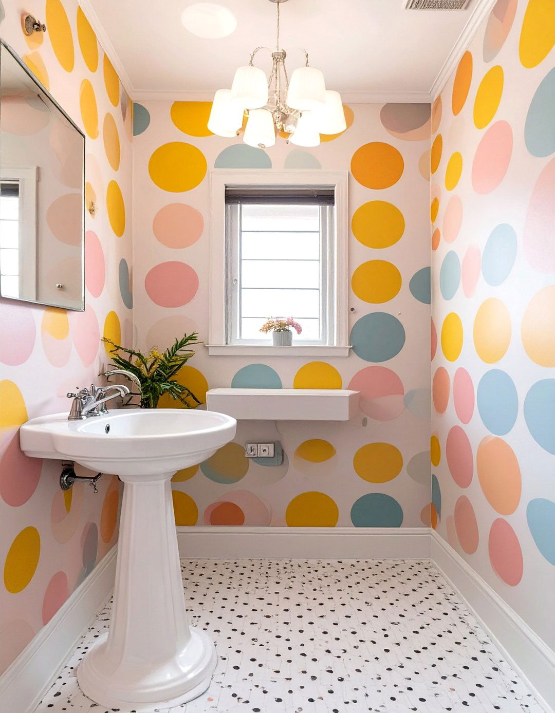 Cheerful Polka Dot Bathroom Wallpaper - 30 bathroom wallpaper ideas
