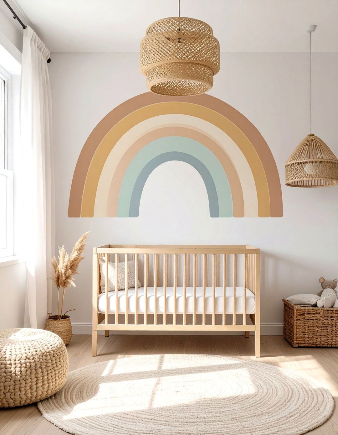 Cheerful Rainbow Accent Nursery - 30 baby boy nursery ideas for small rooms