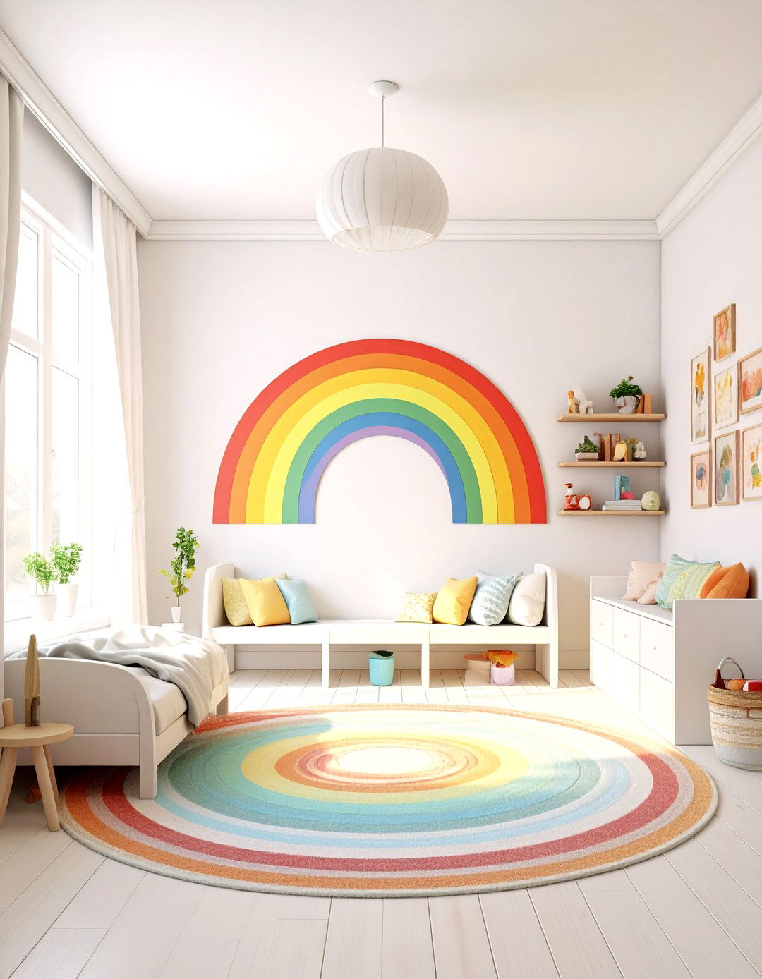 Cheerful Rainbow Retreat Room - 30 little girls room ideas