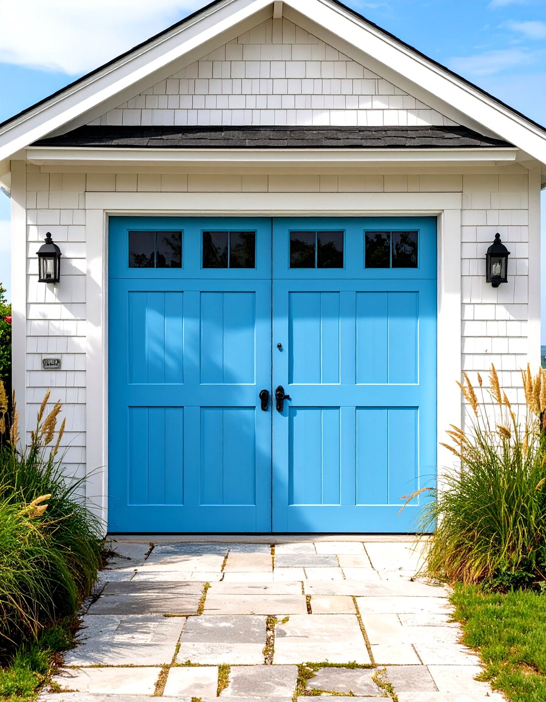 Cheerful Sky Blue - 30 garage door color ideas