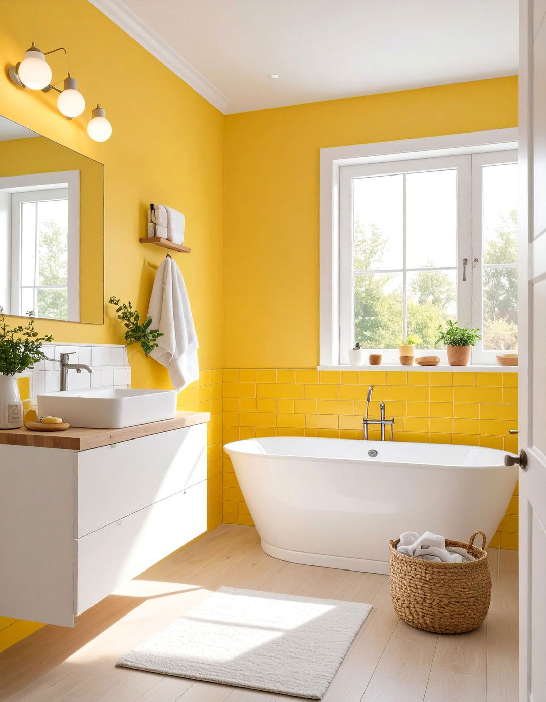Cheerful Sunny Yellow Bathroom - 30 bathroom paint color ideas
