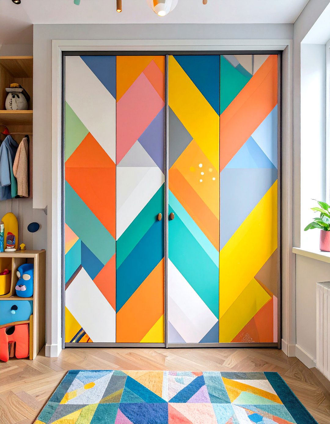 Cheerful Wallpapered Accordion Doors - 30 closet doors ideas