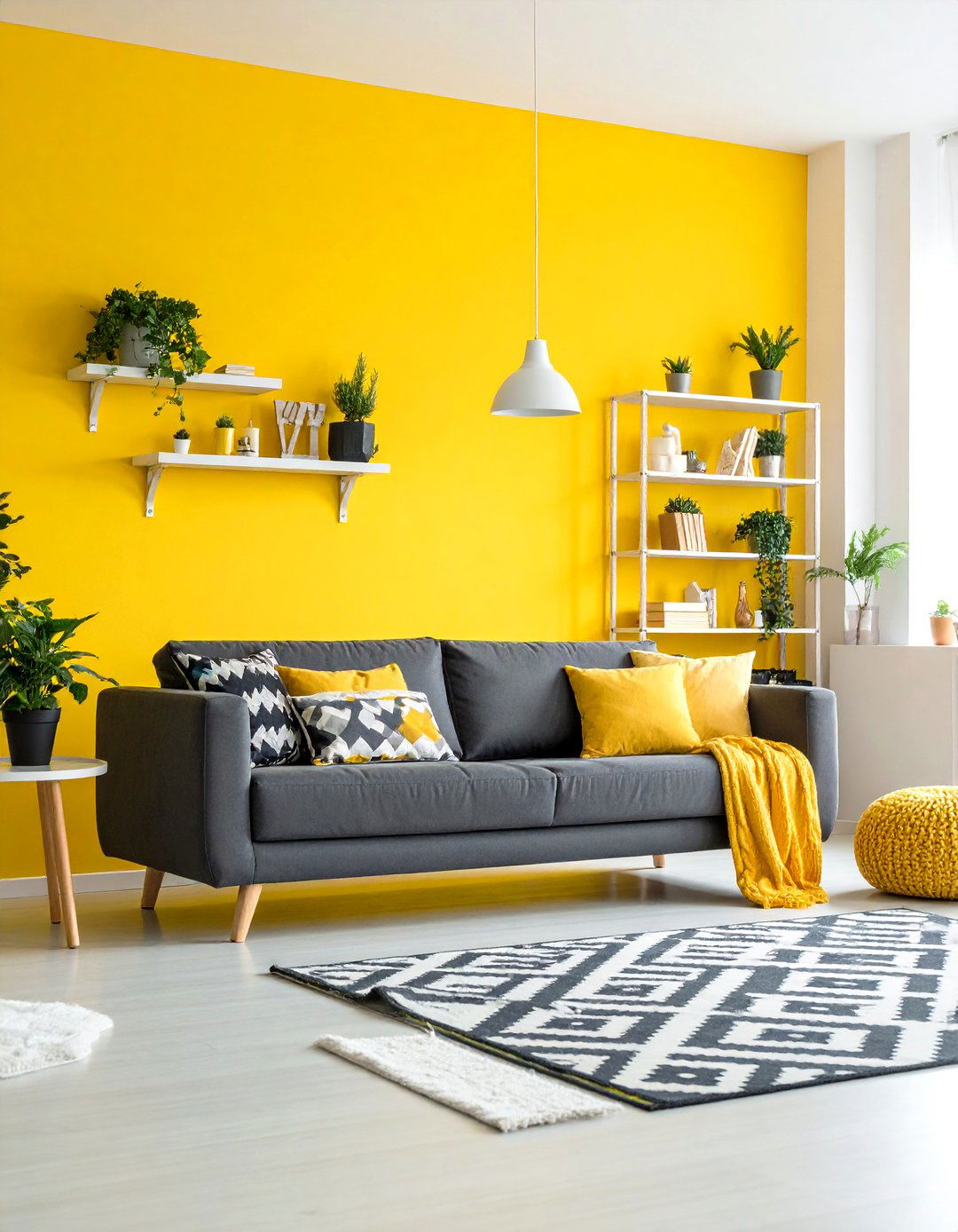 Cheerful Yellow Accent Wall For A Bright Living Room - 30 living room paint ideas with accent wall