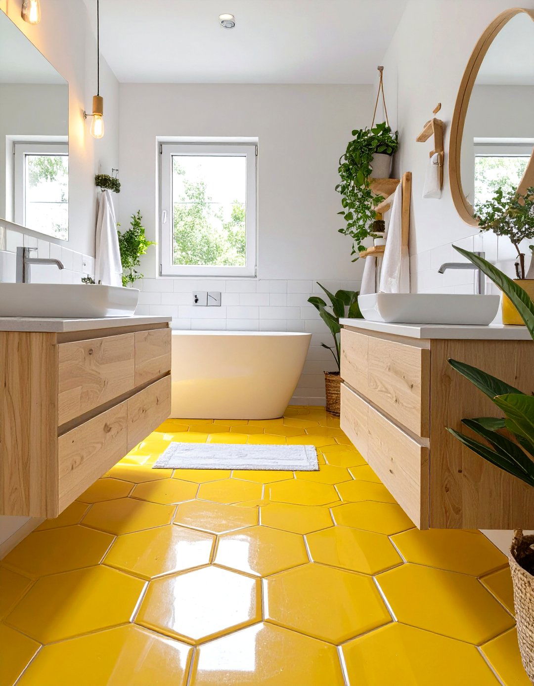 Cheerful Yellow Bathroom Floor Tiles - 30 bathroom floor tiles ideas